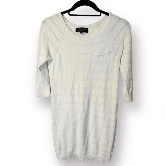 Rag & Bone Knit Dress White Striped 3/4 Sleeve Lined Women’s Size Small - Picture 1 of 5